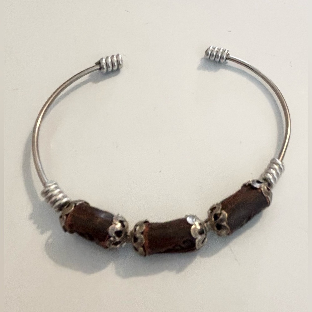 Vintage Cuban Mahogany Souvenir Bracelet | Hand-Carved Wood Link Statement